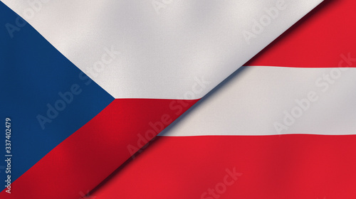 The flags of Czech Republic and Austria. News, reportage, business background. 3d illustration Free Download The flags of Czech Republic and Austria. News, reportage, business background. 3d illustration - GFXLoad