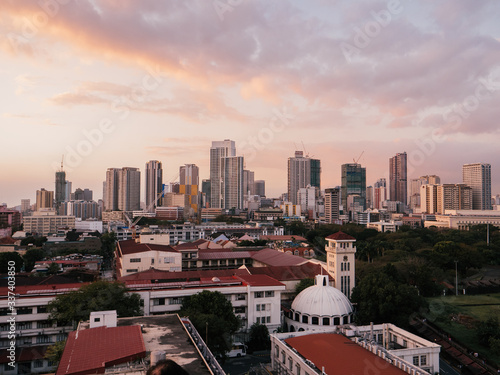 Skyline of Binondo District in Metro Manila while sunset photo