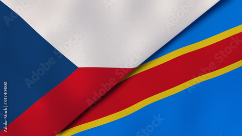 The flags of Czech Republic and DR Congo. News, reportage, business background. 3d illustration