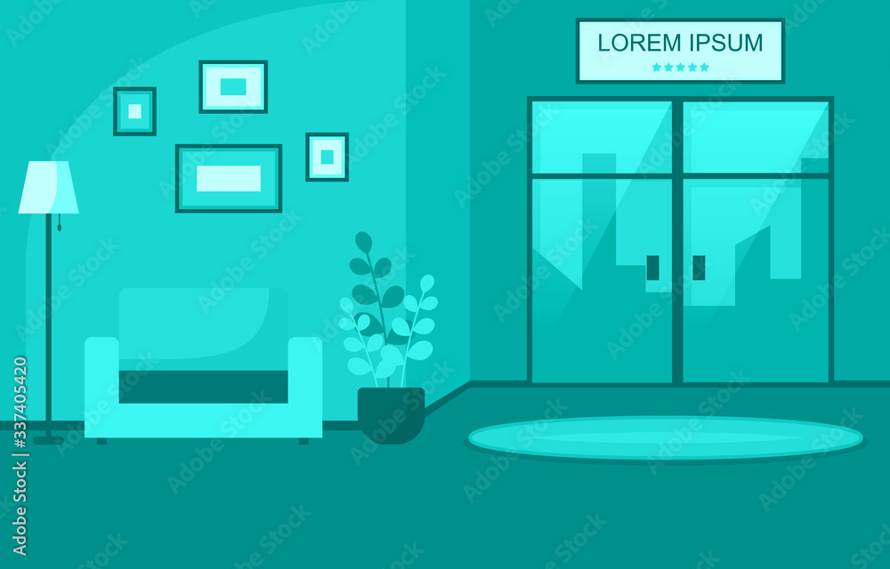 Modern Hotel Lobby Room Furniture Decoration Interior Illustration Modern Hotel Lobby Room Furniture Decoration Interior Illustration