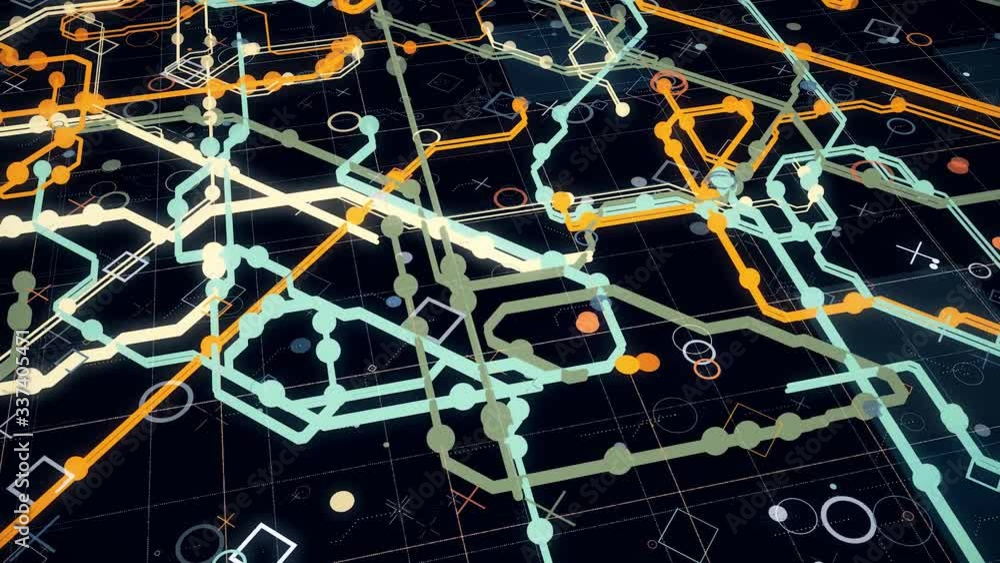 3D moving city map. Animation. Animated 3D diagram of city under ...