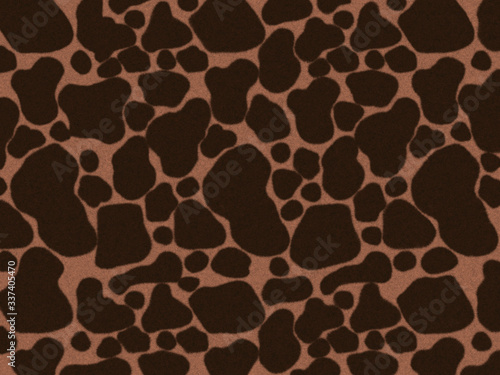 3D Giraffe or Cow brown print camouflage texture, fur carpet animal skin patterns or backgrounds, dark and brown cheetah theme, look smooth, fluffy and soft, fashion clothes textile safari concept.