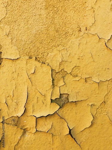 Beautiful old yellow wall close up view 