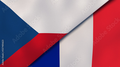 The flags of Czech Republic and France. News, reportage, business background. 3d illustration