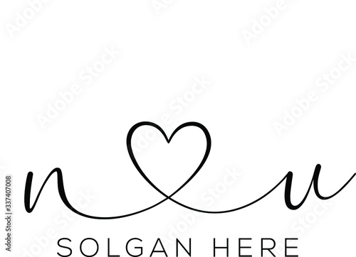 NU Initial wedding monogram logo template