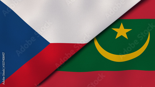 The flags of Czech Republic and Mauritania. News, reportage, business background. 3d illustration photo