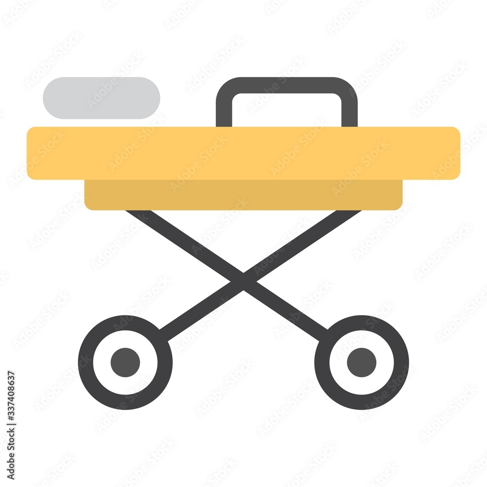Medical stretcher icon. Hospital bed symbol. Flat icon design for modern web and mobile UI design. Medical stretcher icon. Hospital bed symbol. Flat icon design for modern web and mobile UI design.
