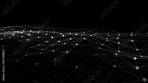 Network connection structure. Big data digital dark background. Science background with connected dots and lines.
