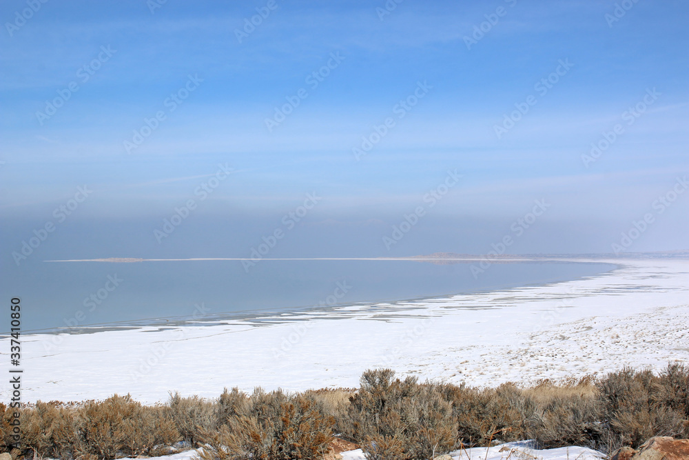 Shore of Antelope Island, Utah	