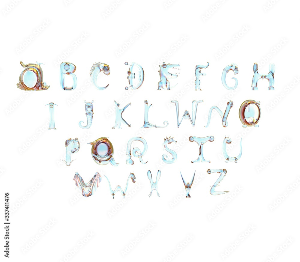 3d illustration of the child alphabet 3d illustration of the child alphabet
