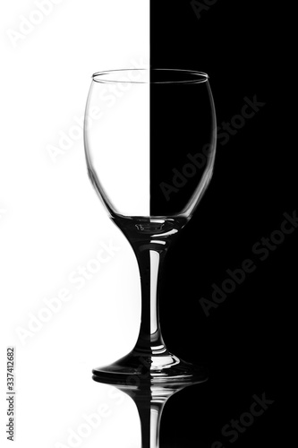 Glass on a black and white background