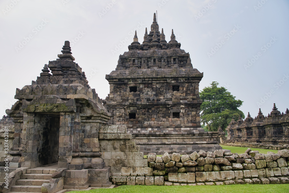 Several buildings of an ancient Hindu stone temple in Yogjakarta in Indonesia, Asia