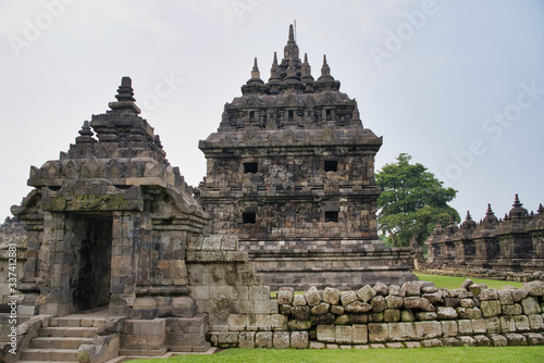 Several buildings of an ancient Hindu stone temple in Yogjakarta in Indonesia, Asia