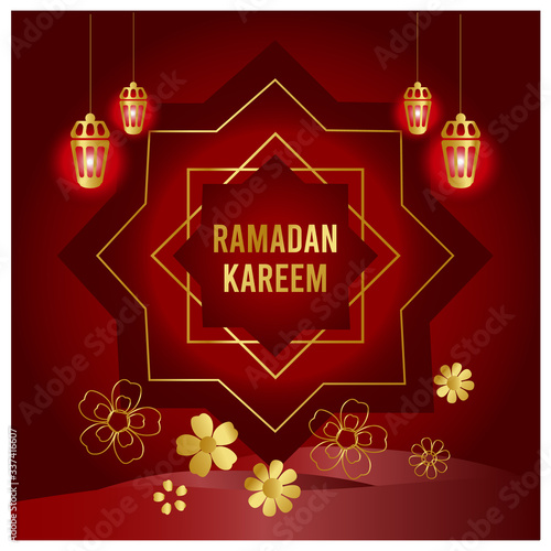 Ramadan  Kareem 2020 1441.red card Islamic design background