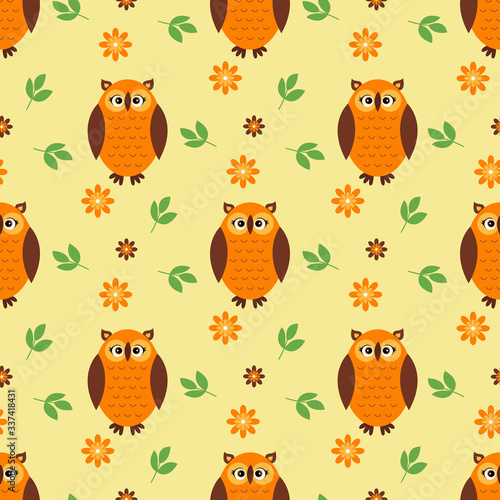 Seamless pattern with cute cartoon hamster. Vector illustration.