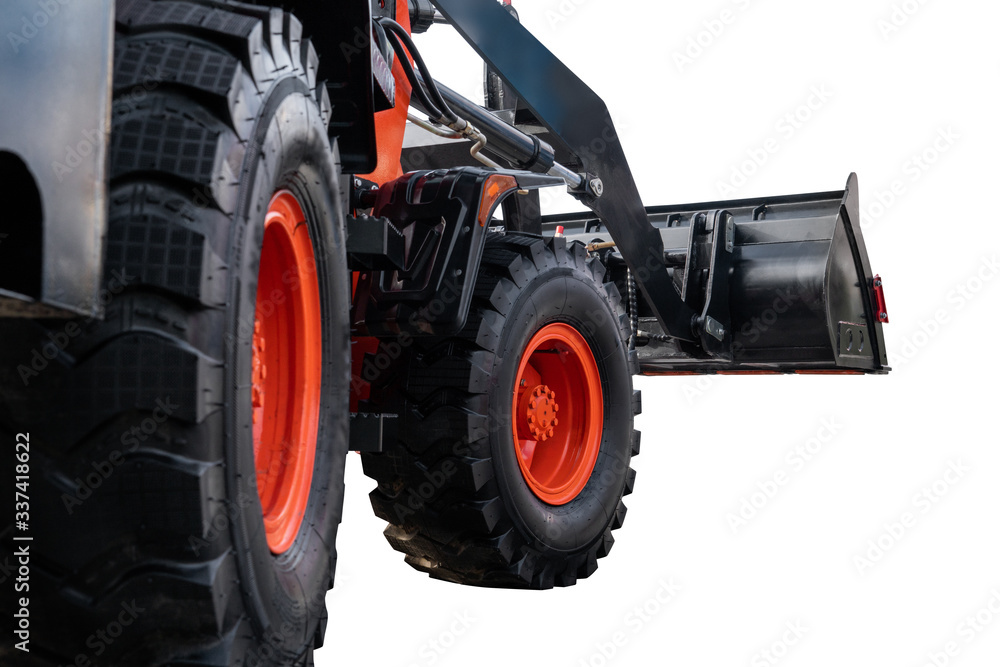 Bottom view of construction loader isolated on white background Bottom view of construction loader isolated on white background