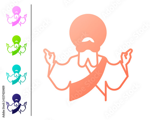Coral Jesus Christ icon isolated on white background. Set color icons. Vector Illustration