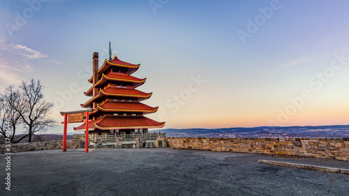 Panorama of the Reading Pagoda in early morning photo