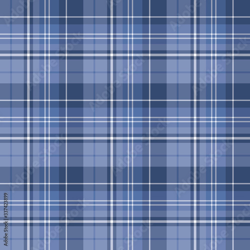 Seamless pattern in fascinating discreet dark blue and white colors for plaid, fabric, textile, clothes, tablecloth and other things. Vector image.