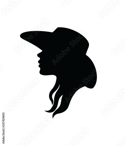 Kowboyka profilu głowy dziewczyny w kowbojskim kapeluszu