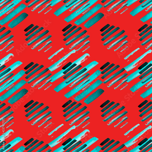 Watercolor seamless pattern with abstract spots and stripes. Creative aquarel...