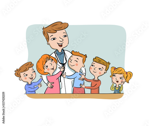 Paediatric doctor with children