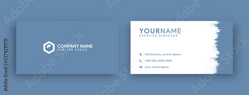 faded denim business card design template. flat simple and modern business card design with new popular 2020 color trend faded denim
