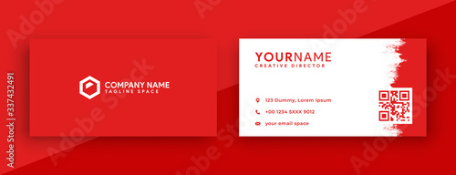 red business card design, business card with new 2020 color trend flame scarlet