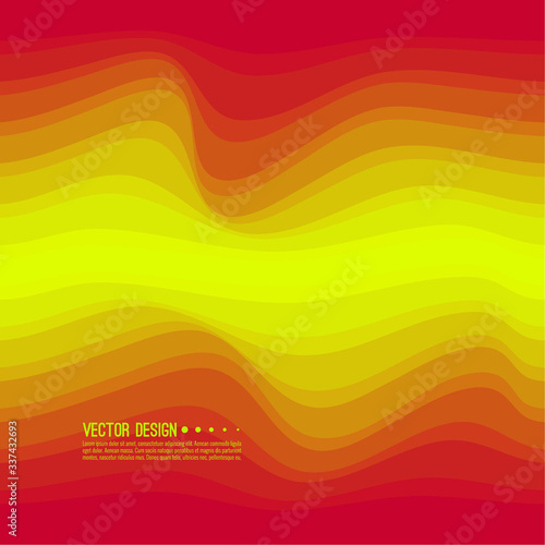 Distorted wave colorful texture. Abstract dynamical rippled surface. Vector stripe deformation background. Transition and gradation of color.