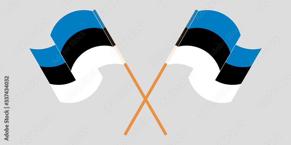 Crossed and waving flags of Estonia Crossed and waving flags of Estonia