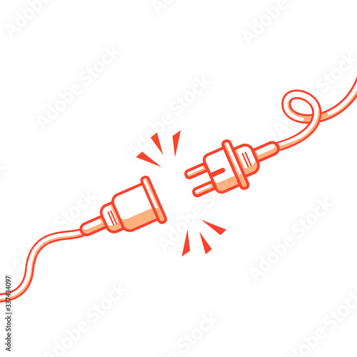 Vector unplugged and socket,404  error page not foundwith white background  design template for website background graphic or flat line minimalistic illustration