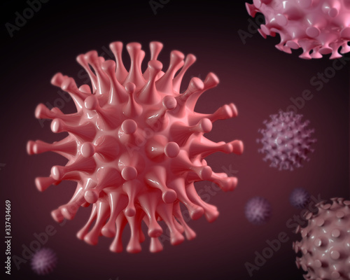 Coronavirus on a dark background. 3d illustration.