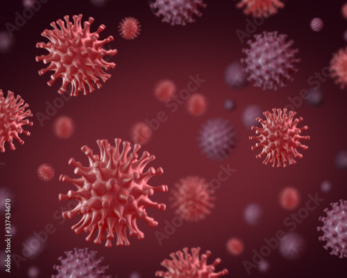 Coronavirus on a dark background. 3d illustration. © pb_psd