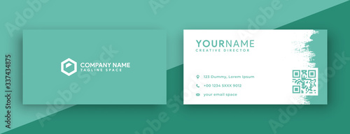new green business card design . minimal business card concept with new color trend 2020 , green chive color