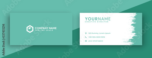 new green business card design . minimal business card concept with new color trend 2020 , green chive color
