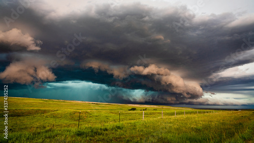 Ominous storm clouds from a supercell thunderstorm