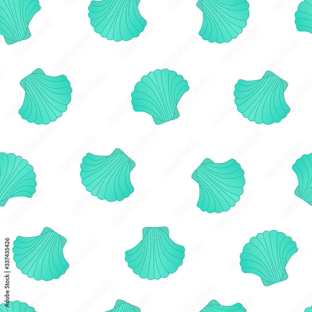 Seamless seashell pattern design. Marine life pattern. Seashell background