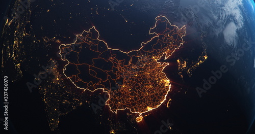 Planet Earth from Space People's Republic of China highlighted, elements of this image courtesy of NASA photo