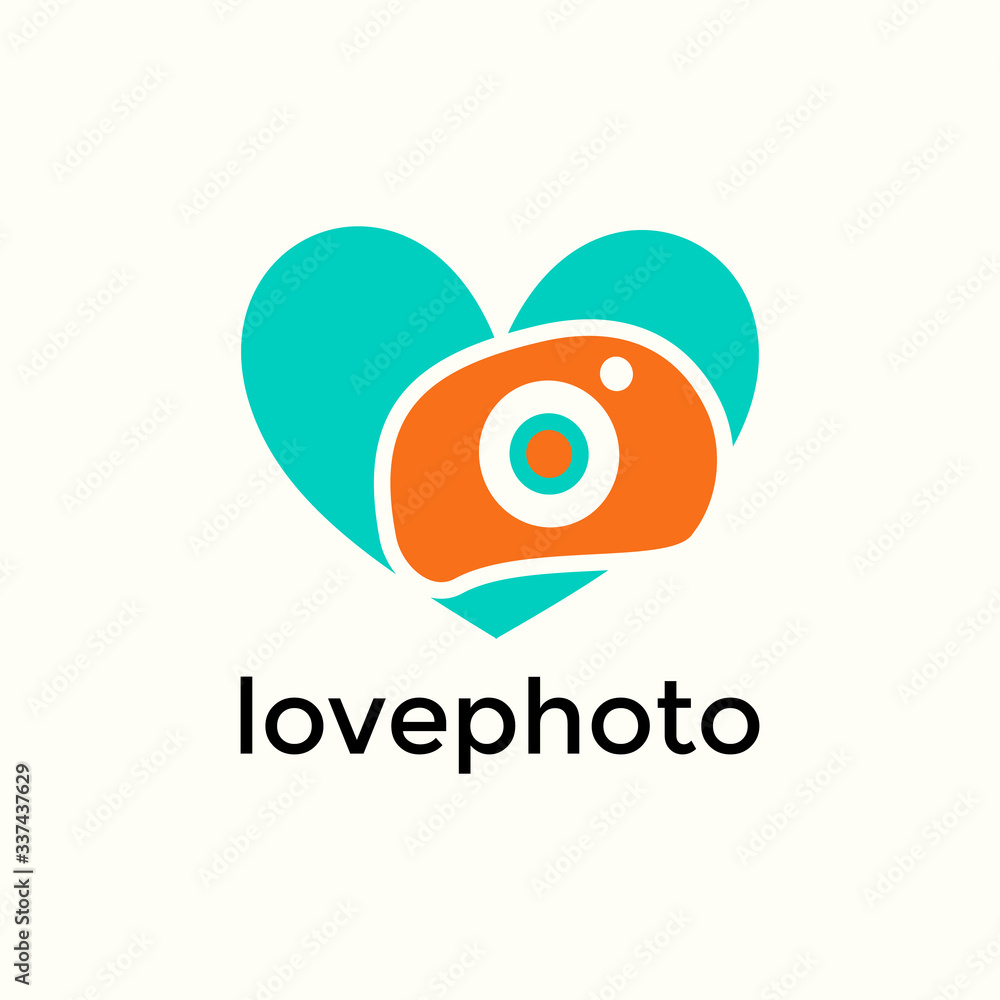 ABSTRACT ILLUSTRATION MODERN  LOVE ISOLATED WITH CAMERA LENS PHOTO COLORFUL LOGO DESIGN VECTOR