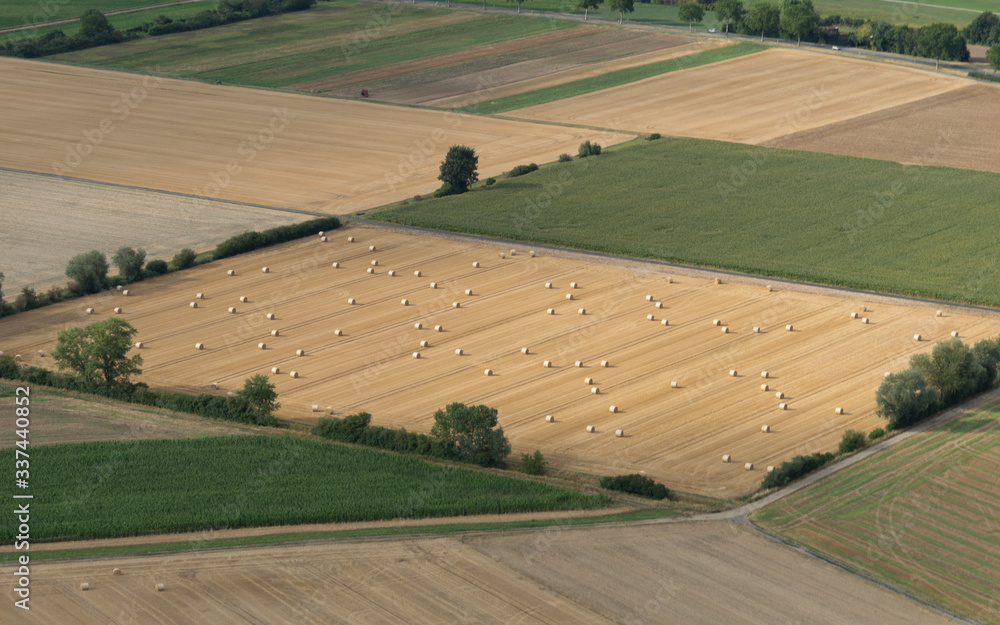 Luftbild: Felder und Wiesen-Landschaft
