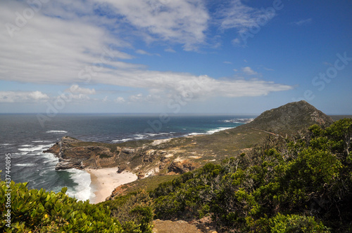 View of the coast at the cape of Good Hope, South Africa on a sunny day