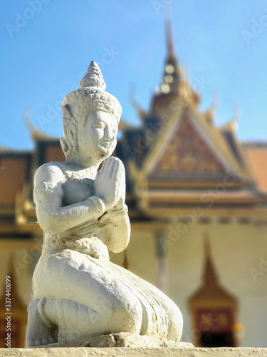 Phnom Penh, Cambodia, December 28, 2019: Royal palace temple