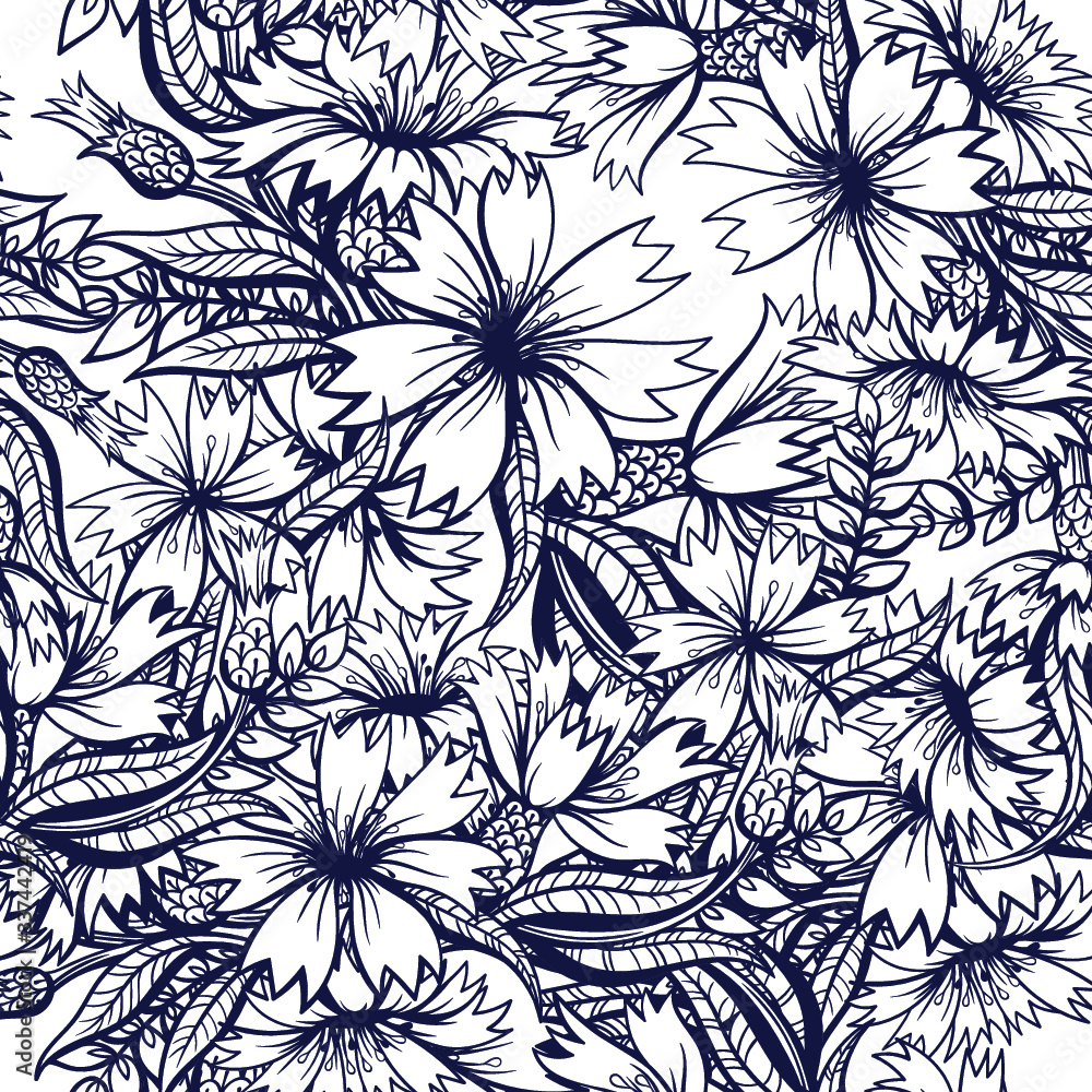 Vector Cornflowers Seamless Pattern Vector Cornflowers Seamless Pattern