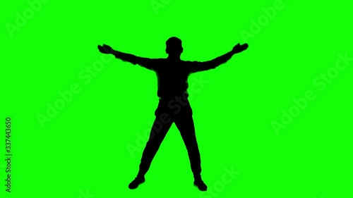 A man clapping silhouette on a Green Screen Chroma Key Background looped ready 4K 60Fps pre-keyed loop footage Seamless loop animation