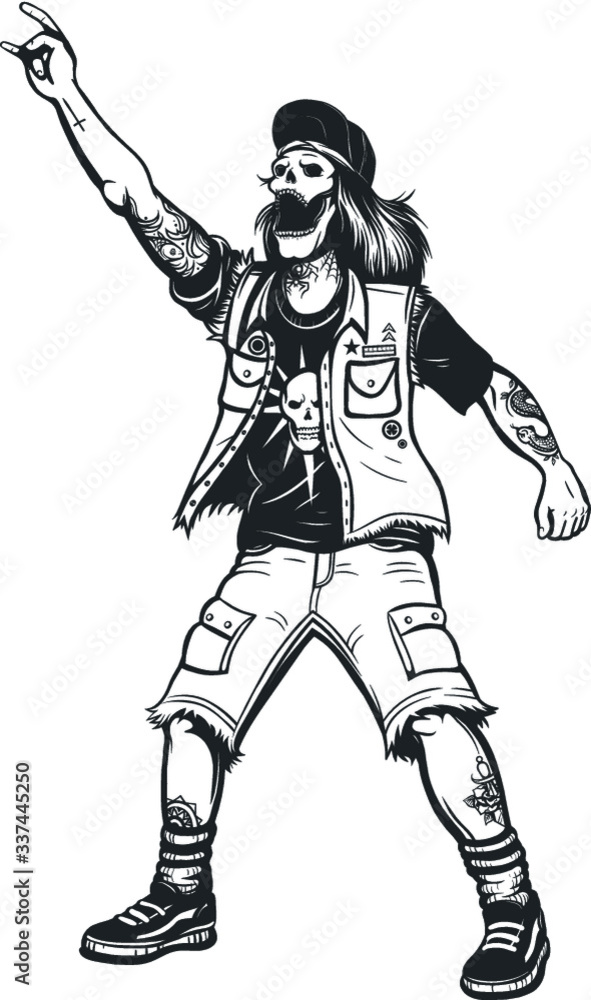 Vector Black and White Rock Man Illustration Vector Black and White Rock Man Illustration