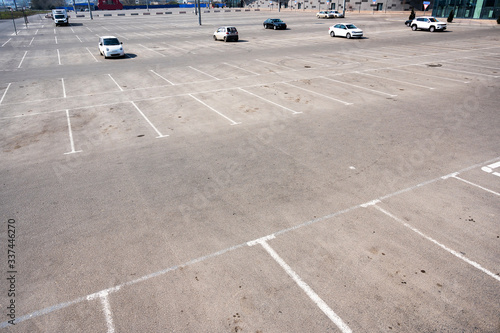 empty parking spaces near the mall in the morning