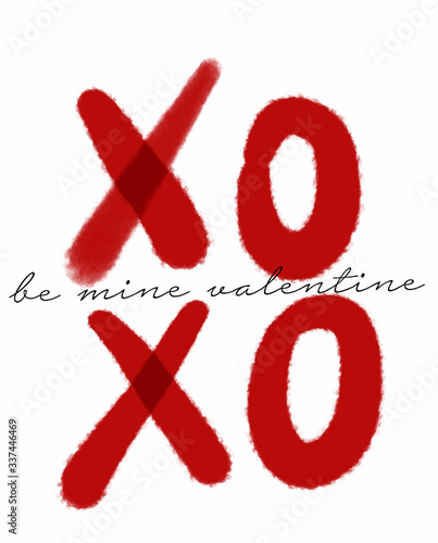 Quote - xo xo xo. Valentine lettering love collection. Hand drawn lettering with beautiful text be mine valentine. Perfect for valentine day, wedding and birthday card, stamp