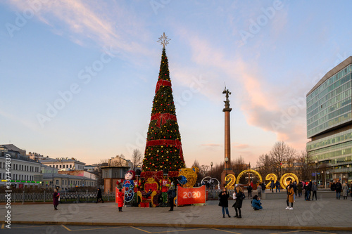 New Year and Christmas decorations on Trubnaya Square, Moscow, Russian Federation, January 18, 2020