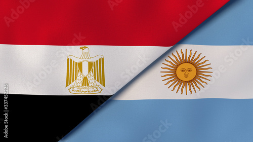 The flags of Egypt and Argentina. News, reportage, business background. 3d illustration photo