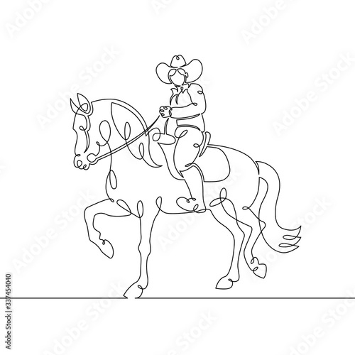 continuous single drawn line art doodle cowboy